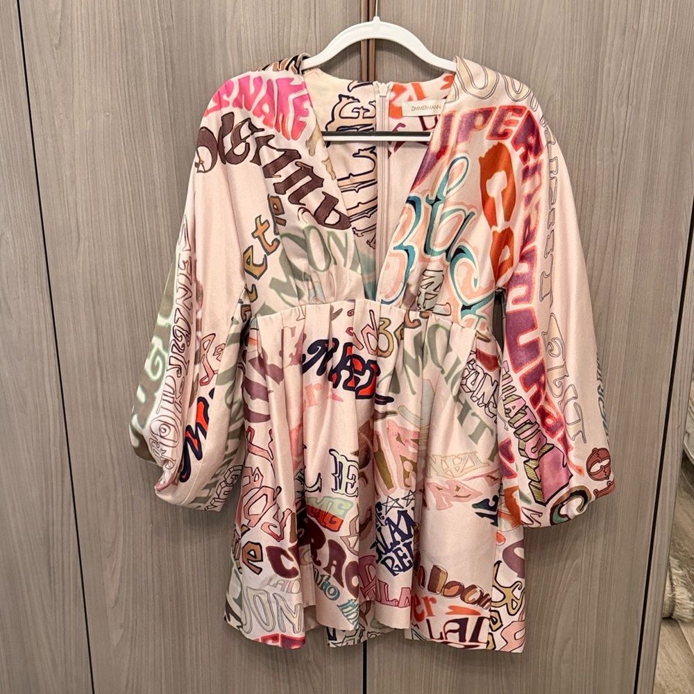 Zimmermann Multicolor Graffiti Silk Dress
